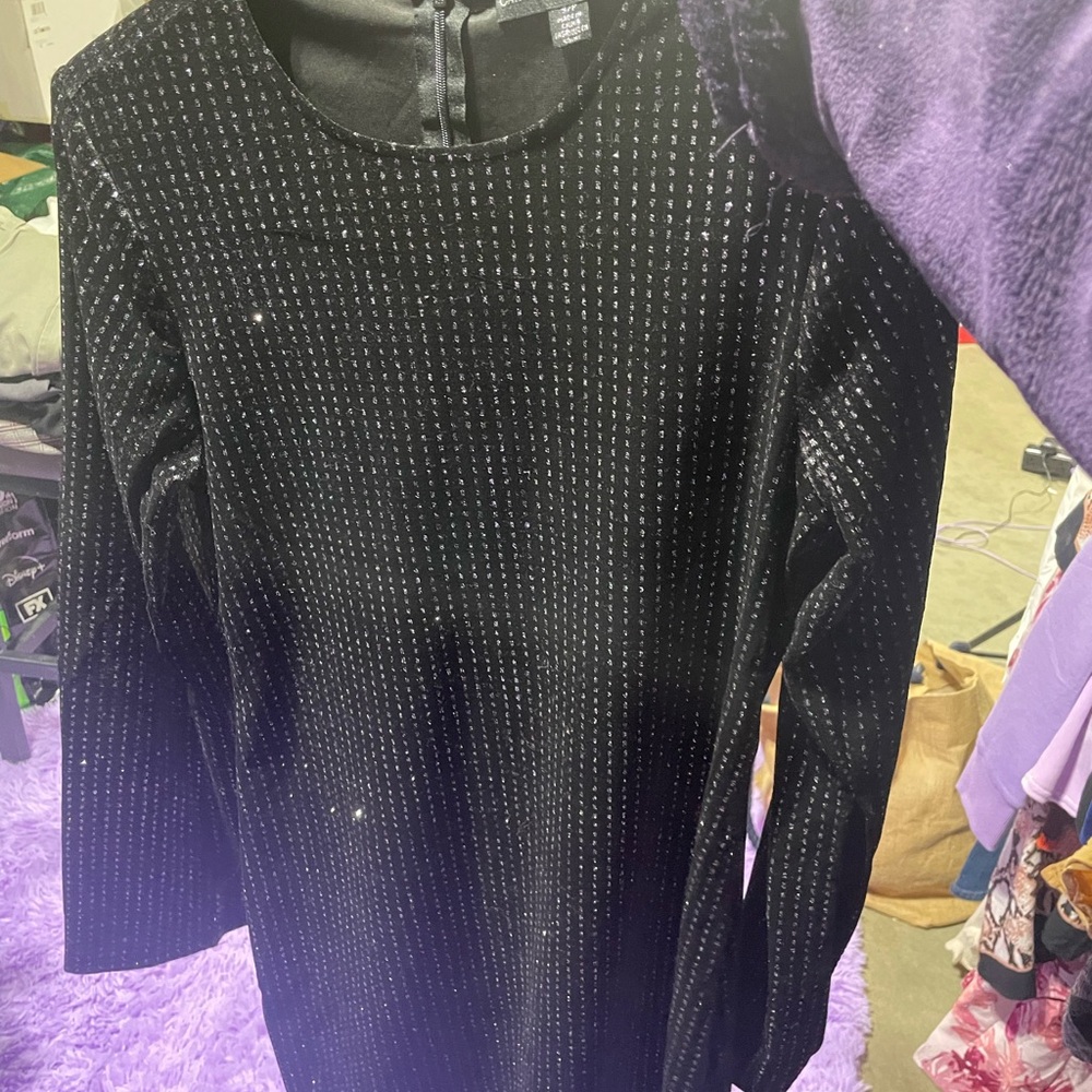 Black Velvet Dress with Silver Accents